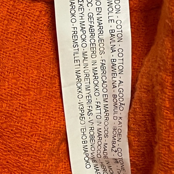 Zara Basic Bright Orange Tweed Cotton Jacket Size L - Picture 6 of 10